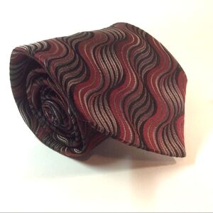 Dion Signature Necktie Red & Black Swirl Silk Neck Tie